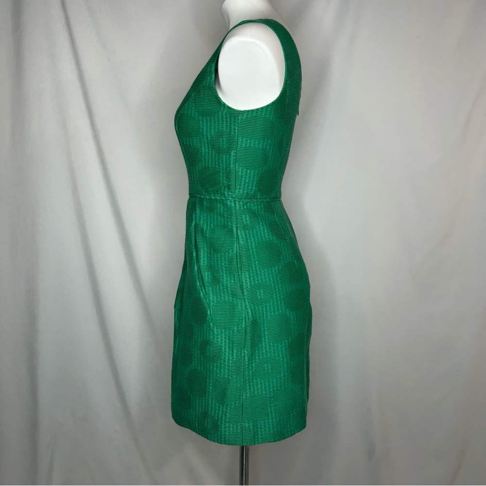 J.CREW Jacquard V-Neck "Dublin Green" Mini Dress, 2 - Picture 2 of 12